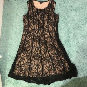 Candalite Black & Tan Lace Mesh Sleeveless Dress